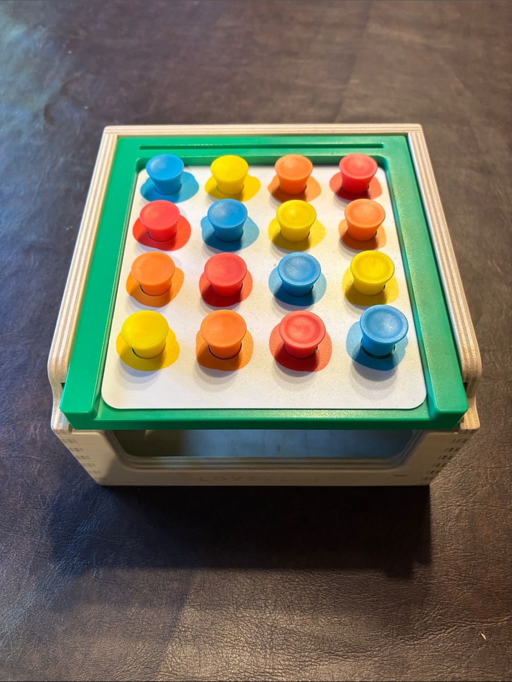 Lovevery Wooden Color Peg Sorting Toy with Green Frame - Kids Learning Toy